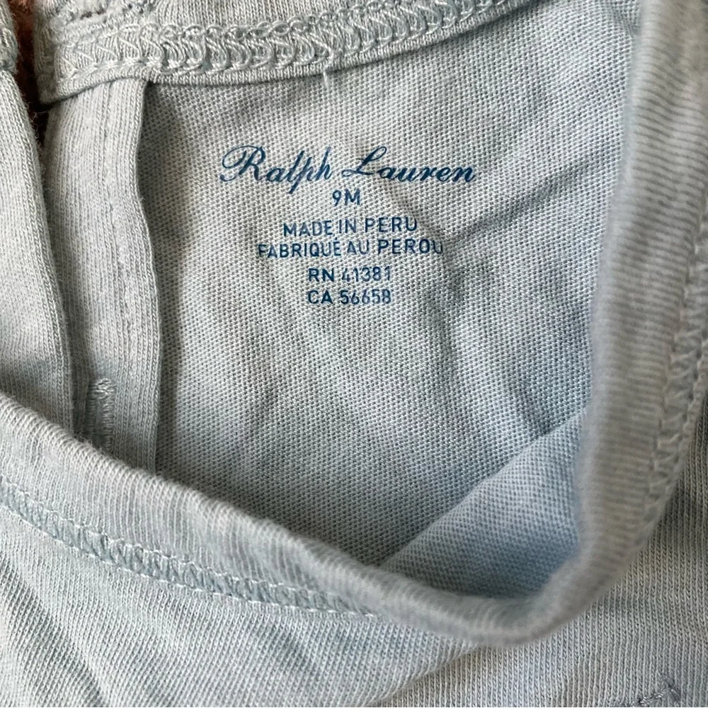 RALPH LAUREN Sleeveless Frilly Shirt Top Size 9 Months Blueish Gray